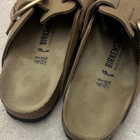 NWT 10 Birkenstock Boston Tobacco Leather Clogs with Gold Big Buckle - Picture 3 of 4